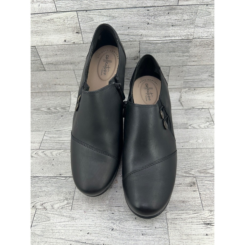 Clarks Collection Black Leather Ultimate Comfort Ankle Boots Women Size 9.5M